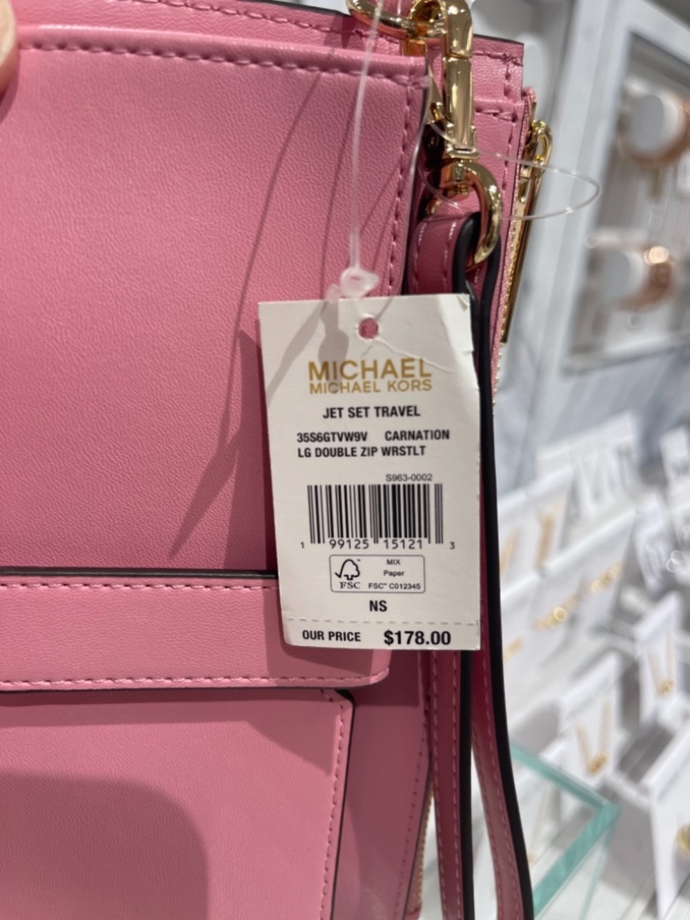 MICHAEL KORS Jet Set Travel Large Double Zip Printed Signature Logo Wristlet Wal - Picture 16 of 16